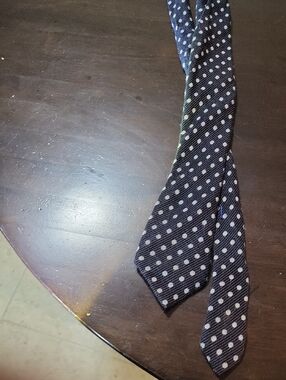 Egara Navy Polka Dot Tie with White Dots